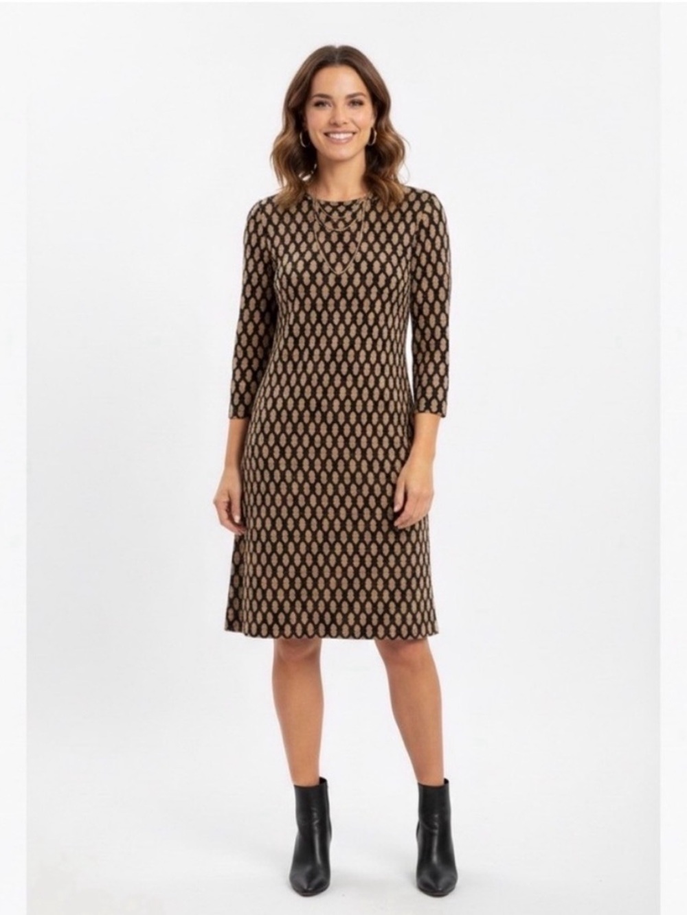 Vivienne Tam Black and Tan Patterned Dress-8